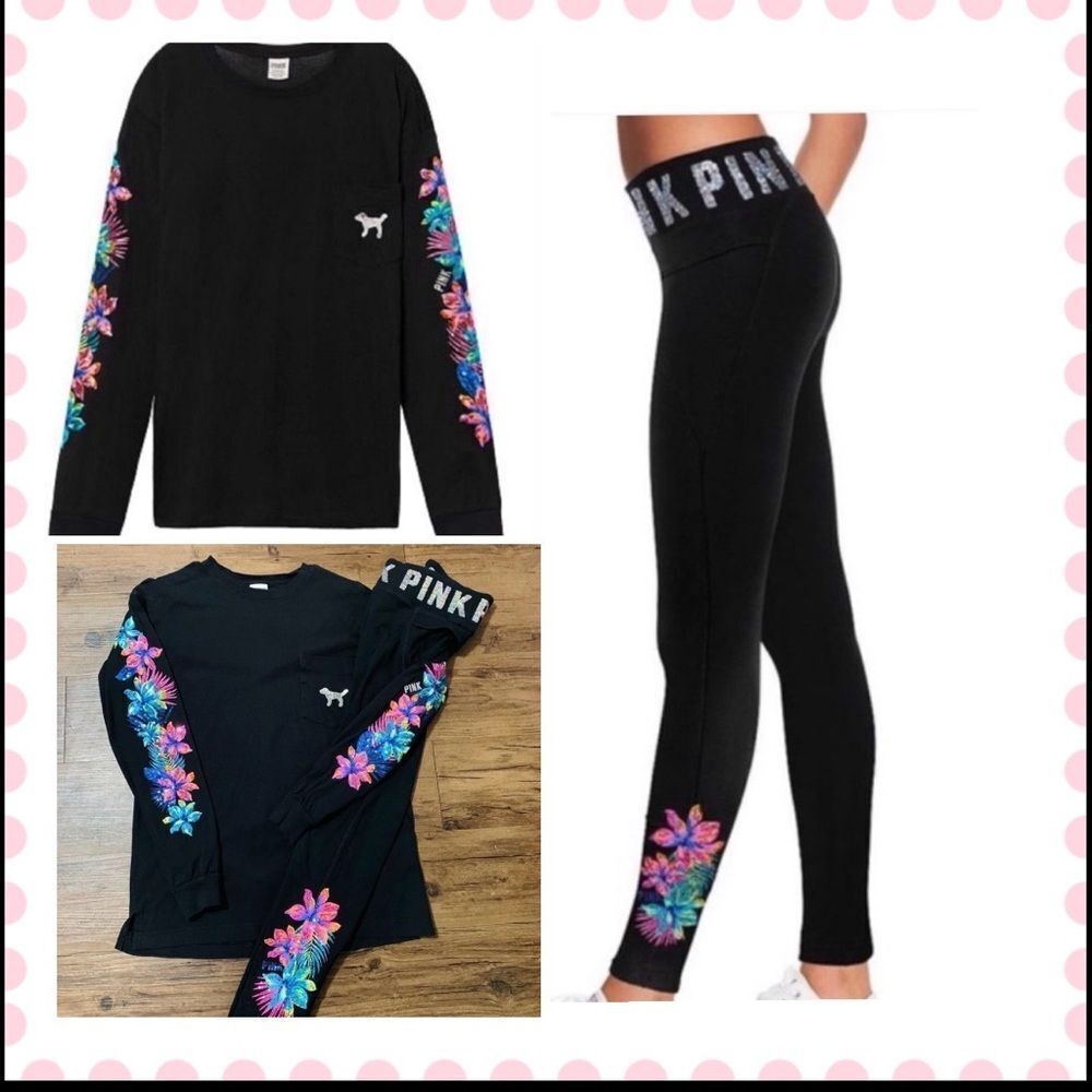 VS PINK TROPICAL BLING OUTFIT SET S